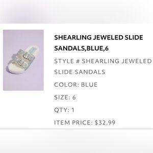 Betsey Johnson Blue Shearling Jeweled Slide Sandals